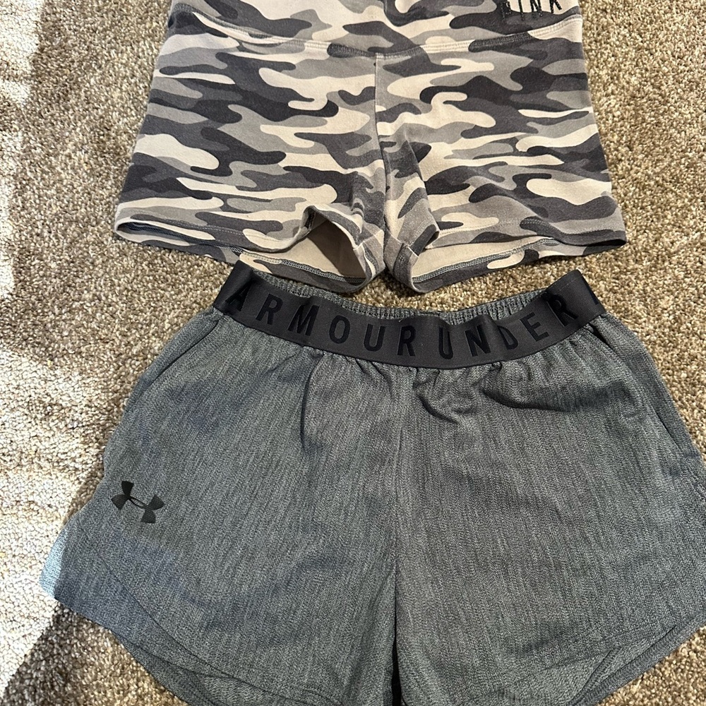 Camouflage and Charcoal Shorts Duo vs pink and under armour.